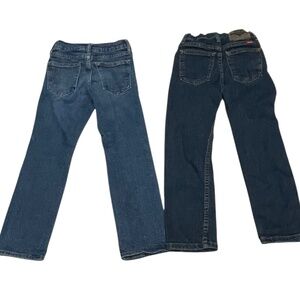 2 Pairs of Boys Size 7 Slim Adjustable Snap Straight Jeans